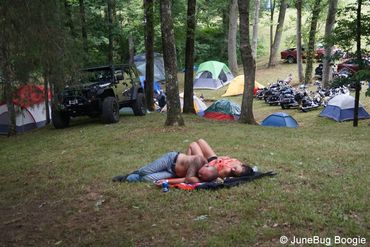 Relaxing at the JuneBug Boogie Motorcycle Rally in Tennessee