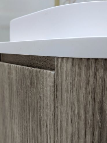 modern fluted wooden bathroom furniture