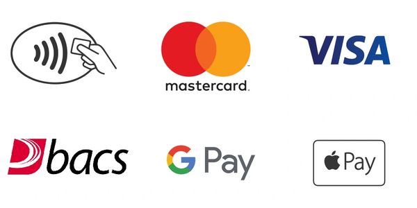 contactless, Mastercard, visa, bacs, google pay, apple pay logos