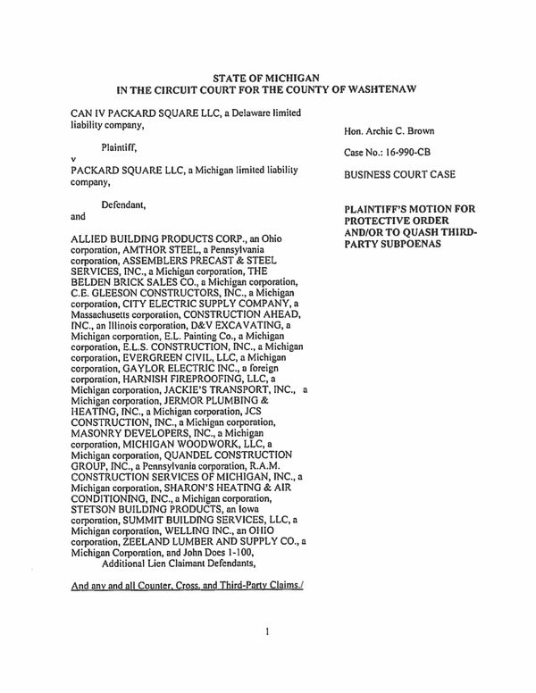 Packard Square - Receiver - Attorney Client Privilege