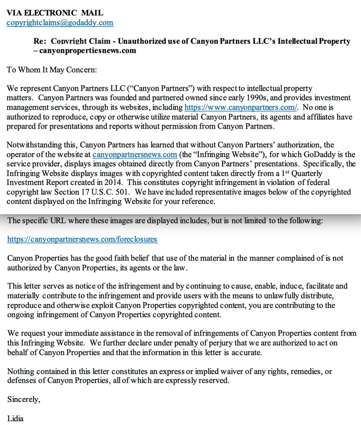 Canyon Partners has alleged that their Quarterly Investment Reports which detail their rampant forec