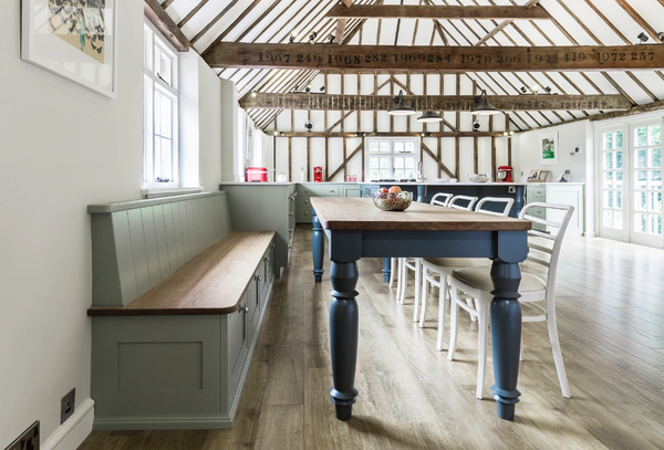 Classic Farmhouse Kitchen Table and Bench Seating