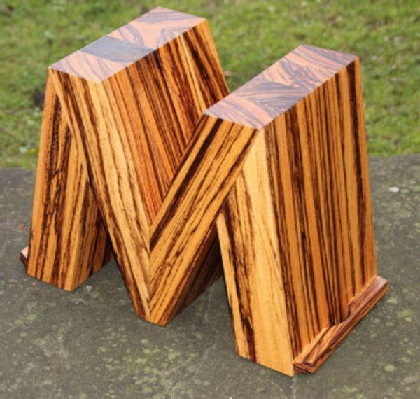 Large M designed to display 2 ipads Made from Zebrano