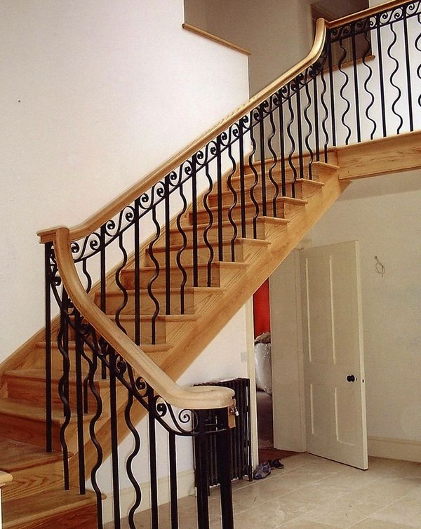 Ash Staircase with Iron Ballastrading