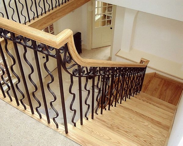 Ash Staircase with Iron Ballastrading