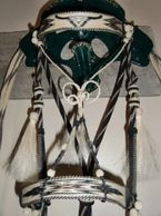 horsehair hitched bridle: Montana prison made with steer head design