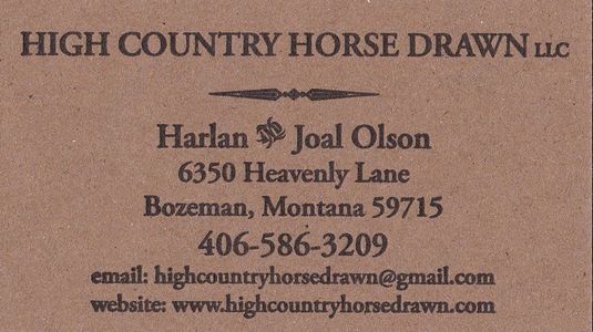 Business Card: High Country Horse Drawn llc