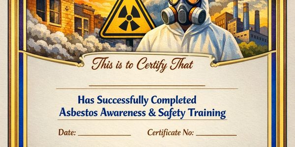 Certificate for completing asbestos awareness and safety training.