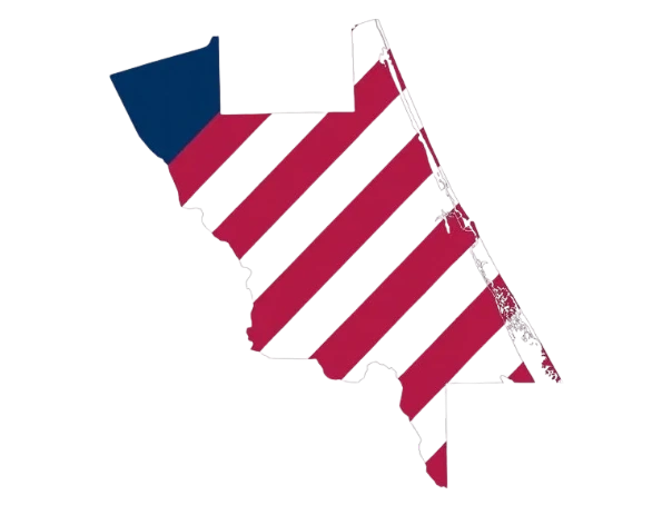 Volusia County Map in Flag, Patriotic Theme