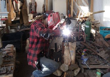 mig welding sections of an anchor together