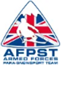 Logo of the Armed Forces Professional Ski Team with a skier and flags.
