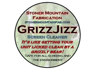 Stoner Mountain Fabrication GrizzJizz screen cleaner logo.