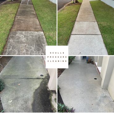 The concrete footpaths or walkways have been pressure cleaned and look brand new,