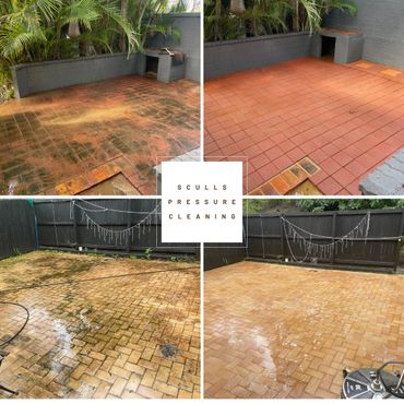 BBQ area or entertaining area has been pressure washed so all dirt and mould has been removed.
