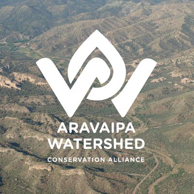 Aravaipa Watershed Conservation Alliance logo over a rugged landscape.