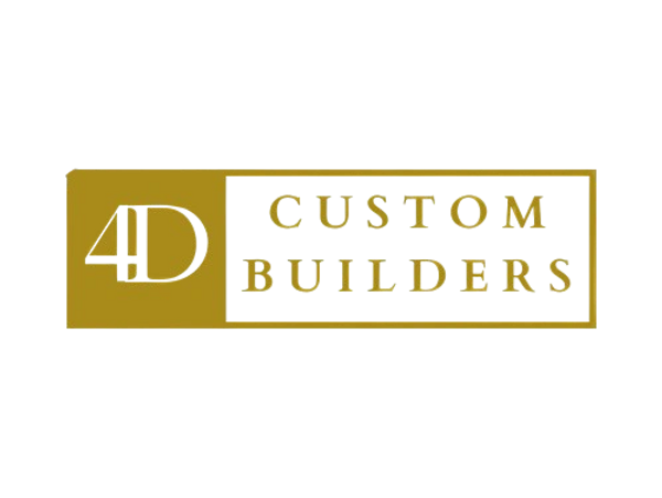 Logo of 4D Custom Builders in gold and black.