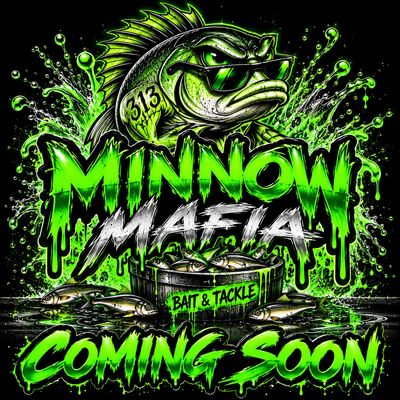 Graphic design of a cool fish with 'Minnow Mafia' text.