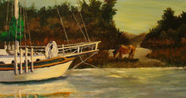 Pony Island Beaufort, NC. 
Acrylic, 18" x 10"  
$180