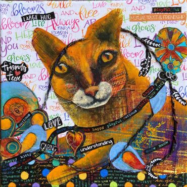 Cat Play
10"x10"
$95.00
Mixed Media 
Fabric and Acrylic Painting