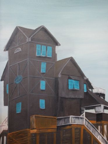 Beach House - Rodanthe, NC. 
Acrylic, 18" x 24"
$367