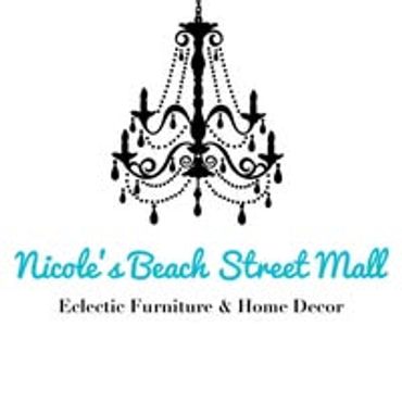 Logo of Nicole's Beach Street Mall with a chandelier design.