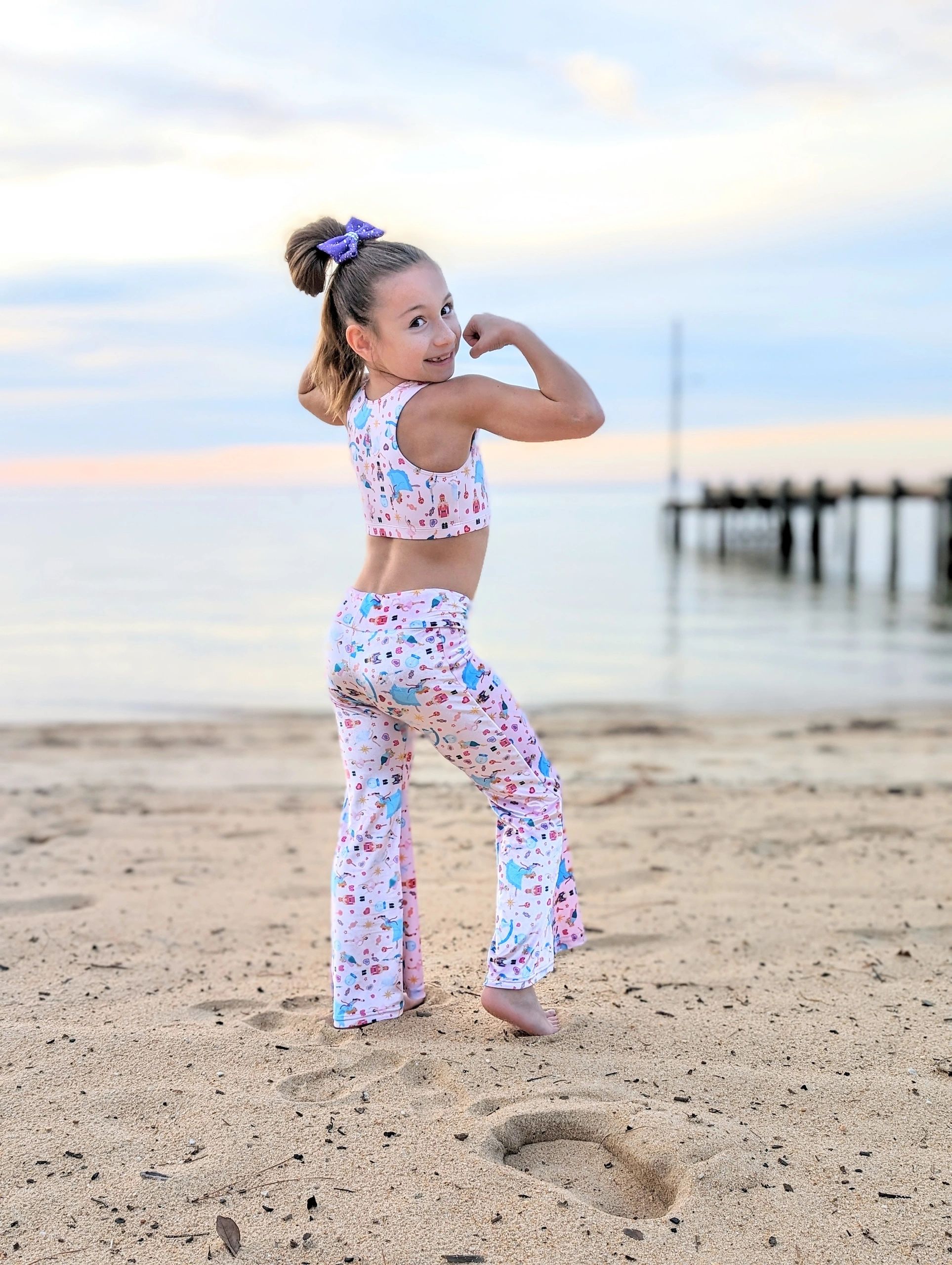 Girls Two Piece Athletic Outfit Crop Top with Pants for Gymnastics Dance  Sports