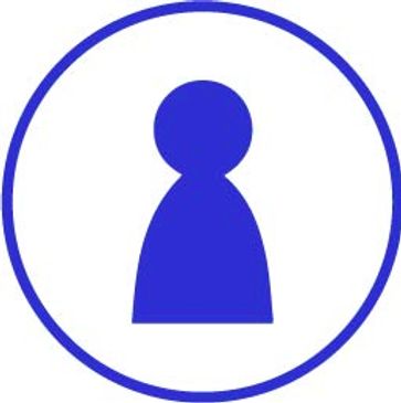 Blue pawn chess piece symbol inside a circle.