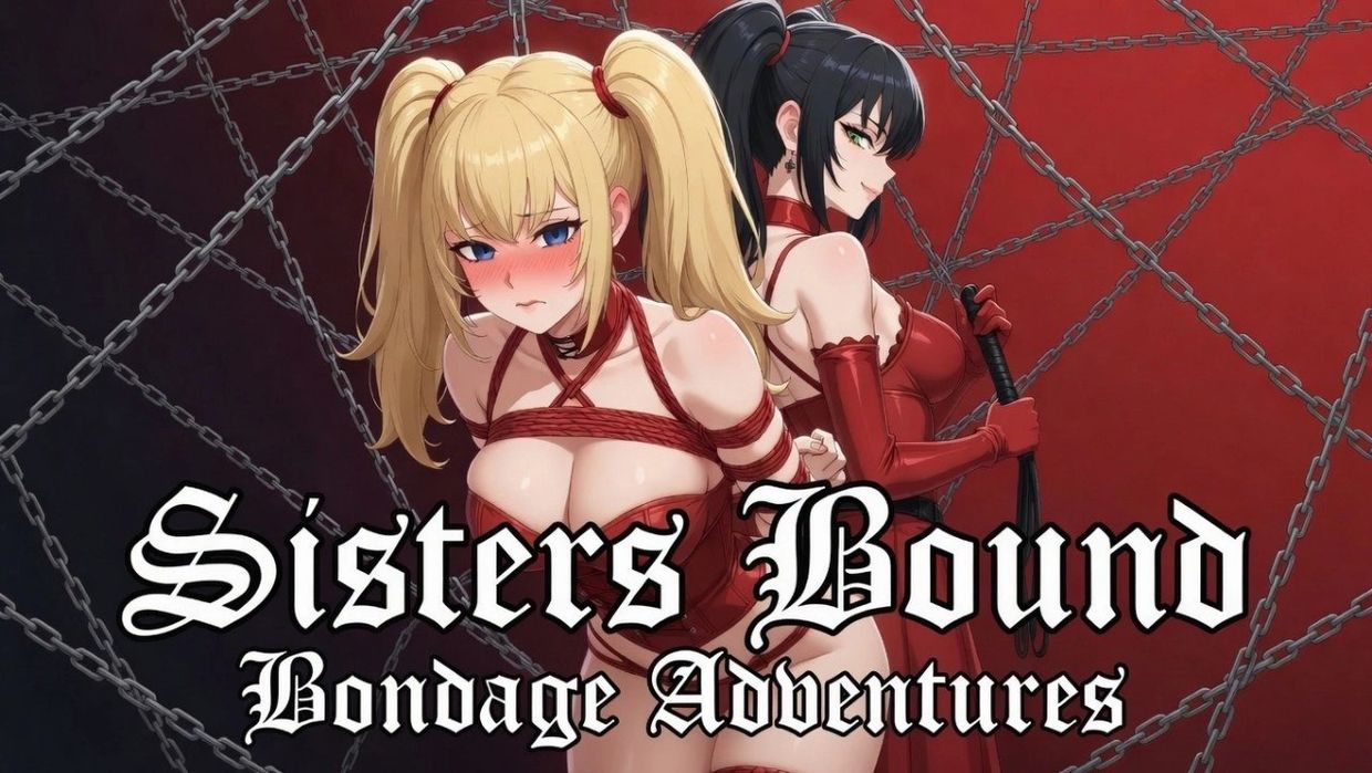 Duas mulheres em arte de anime com tema de bondage.
