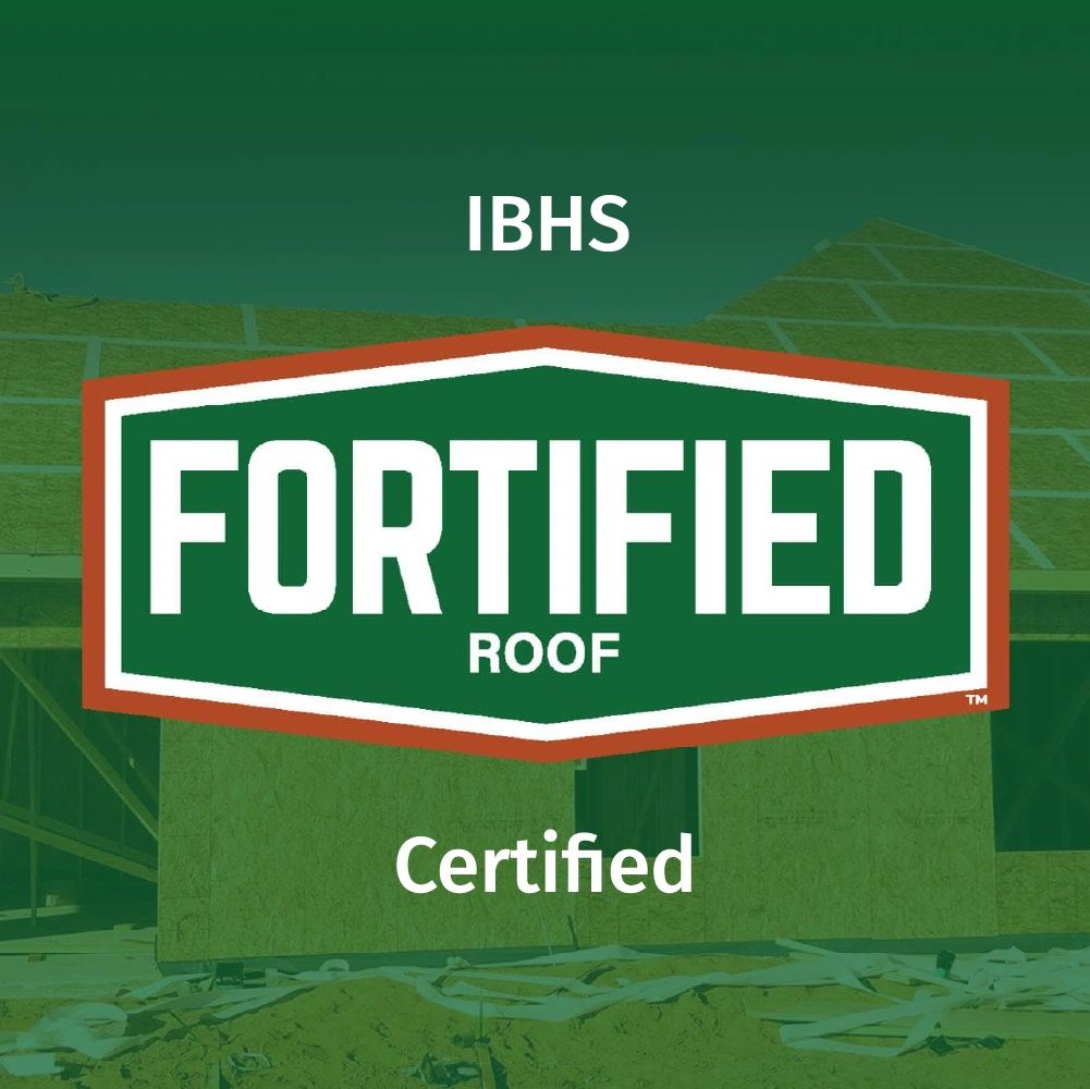 Fortified Roof Logo means we're a certified roofing company in your area for  insurance discounts.