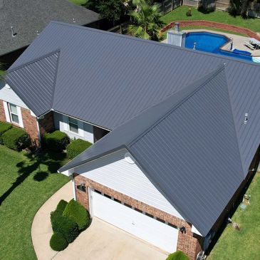 Corrugated Rib Panel Metal Roof in Pensacola, FL in the Warrington area. The roof color is charcoal