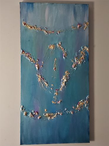 Island Glory: $275; 20"x40"; Acrylic on Gallery Grade Canvas, and texture; Sea and Sky Series