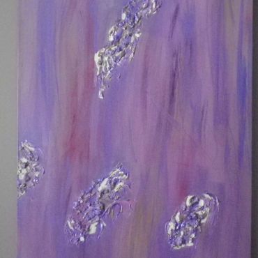 Footprints in \mauve - $275; 24"x36";  Acrylic on Gallery Grade Canvas, and texture; Shades of... Se