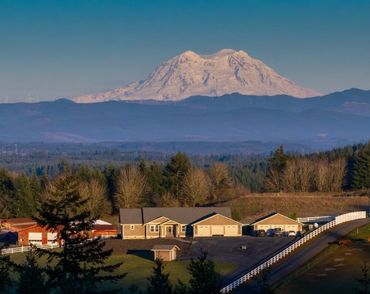 Curtis Hill Estate Senior Living property with Mount Rainier views