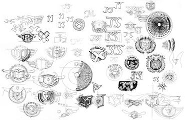 Tattoo Design of Cadillac logo and spoked rims