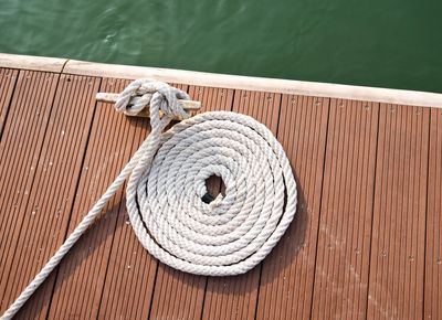 Rope on a brown composite dock