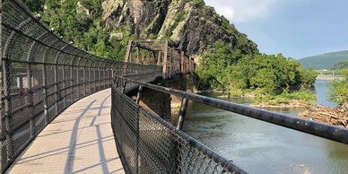 Pedestrian bridge connecting Harpers Ferry to the C and O Canal