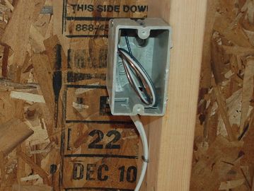 electricity electric power shed outlet outlets light lights wiring storage