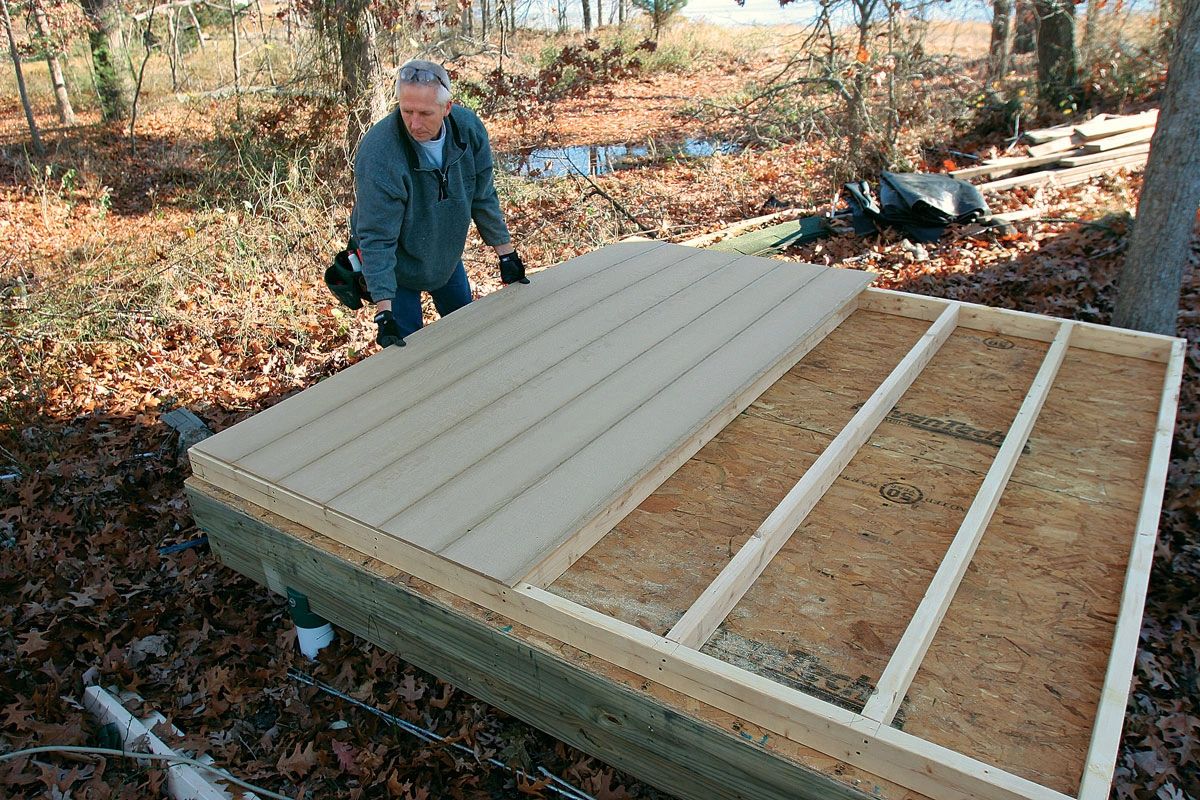 We build the walls using 2x4's and cover with LP Smart siding.