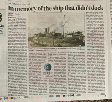 SS Tilawa
Tilawa 1942
The Forgotten Tragedy
Hindustan Times
Emile Solanki
80th Commemoration
