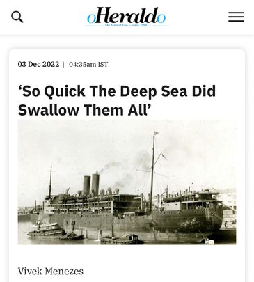 SS Tilawa
Tilawa 1942
The Forgotten Tragedy
Herald Goa
80th Commemoration 
Mervyn Maciel