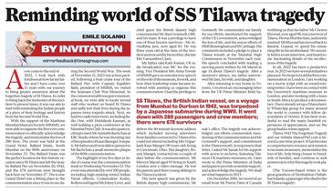 Sunday Mumbai Mirror
Times of India
Emile Solanki
SS Tilawa
Tilawa 1942
The Forgotten Tragedy
Silver