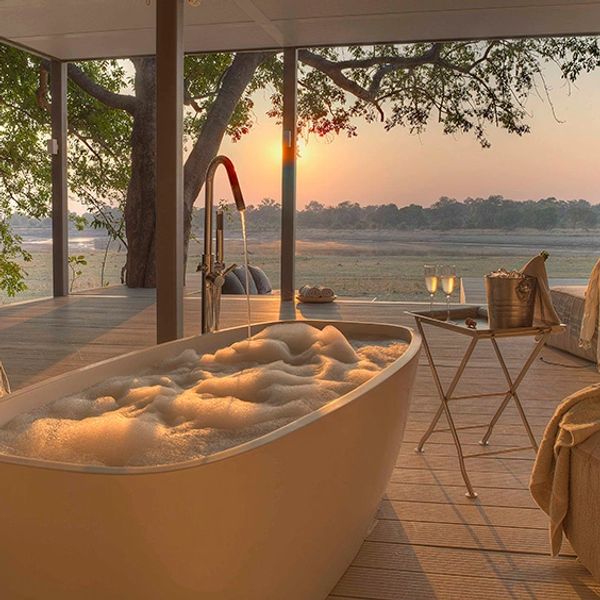 Sinking into serenity: Nature's embrace in a bubble bath dock