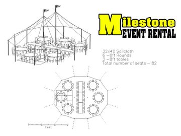 32x40 sailcloth tent seating 82 people