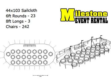 44x103 sailcloth tent seating 242 people