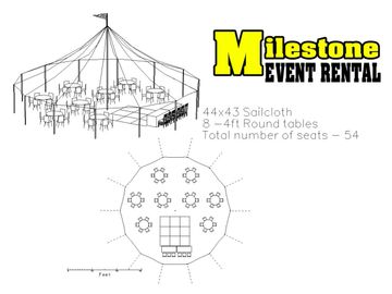 44x43 sailcloth tent seating 54 people