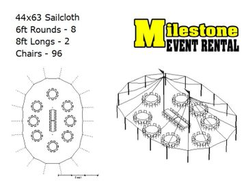 44x63 sailcloth tent with spacious amount of room