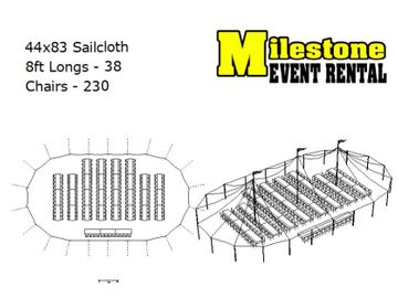 44x83 sailcloth tent seating a max of 230 people
