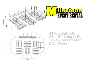44x83 sailcloth wedding layout tent