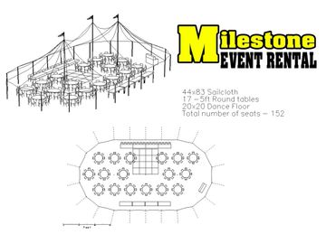 44x83 sailcloth tent with 152 chairs