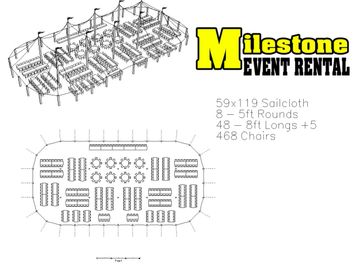 59x119 sailcloth tent seating for 468 people with no dance foor